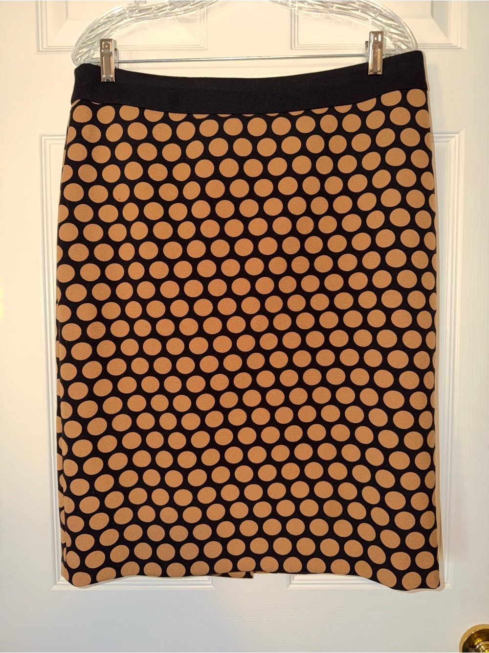 Talbots Black Pencil Skirt with Tan Polka Dots